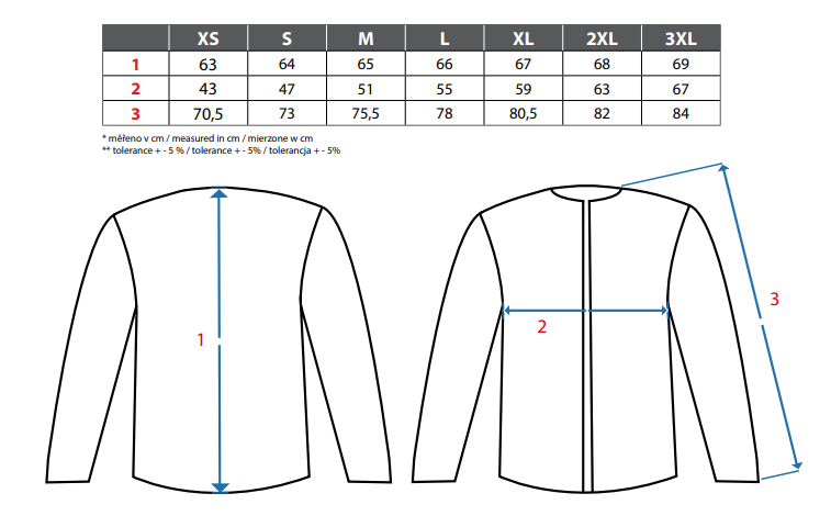 CXS Pomona női pulóver mérettáblázat