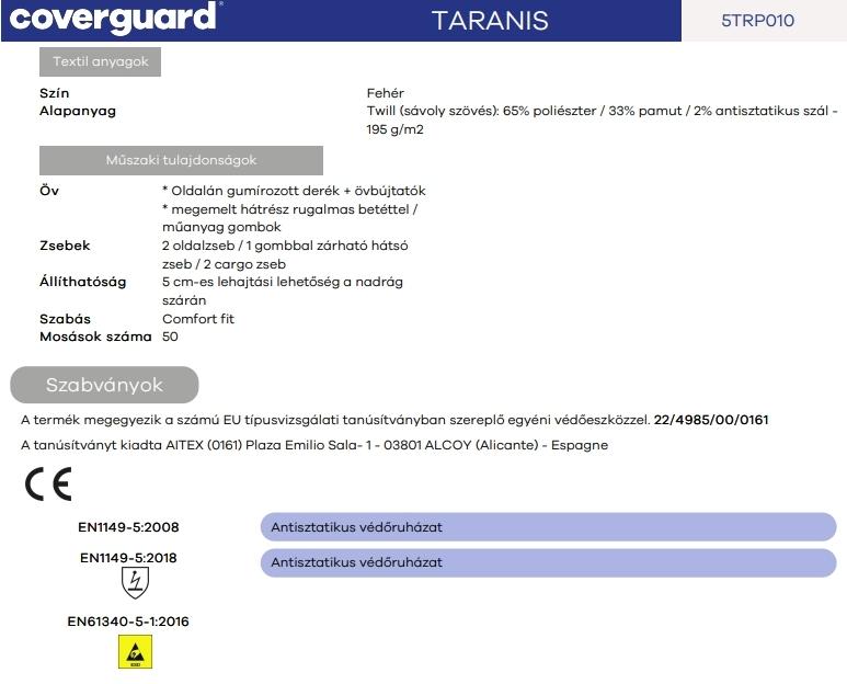 Taranis adatlap