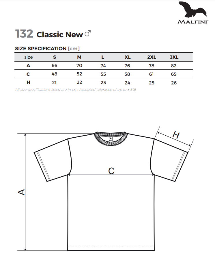 132 Classic new mérettáblázat