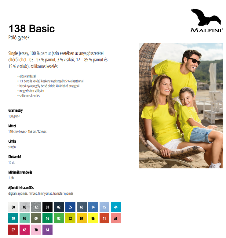Malfini basic 138 adatlap