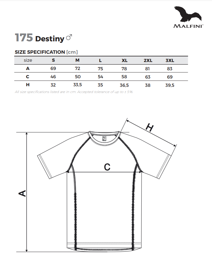 Malfini 175 destiny mérettáblázat