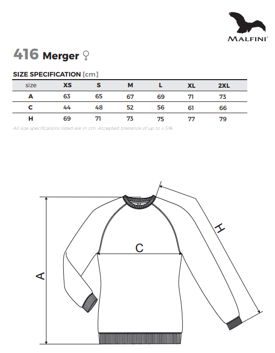 Malfini 416 Merger női pulóver mérettáblázat