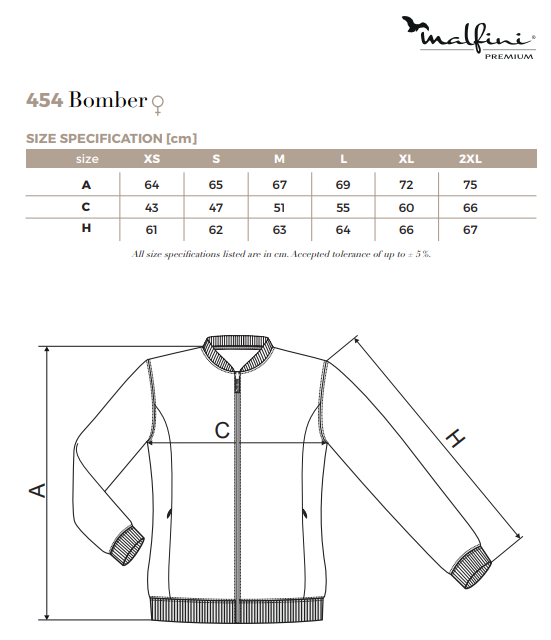 Malfini 454 Bomber mérettáblázat