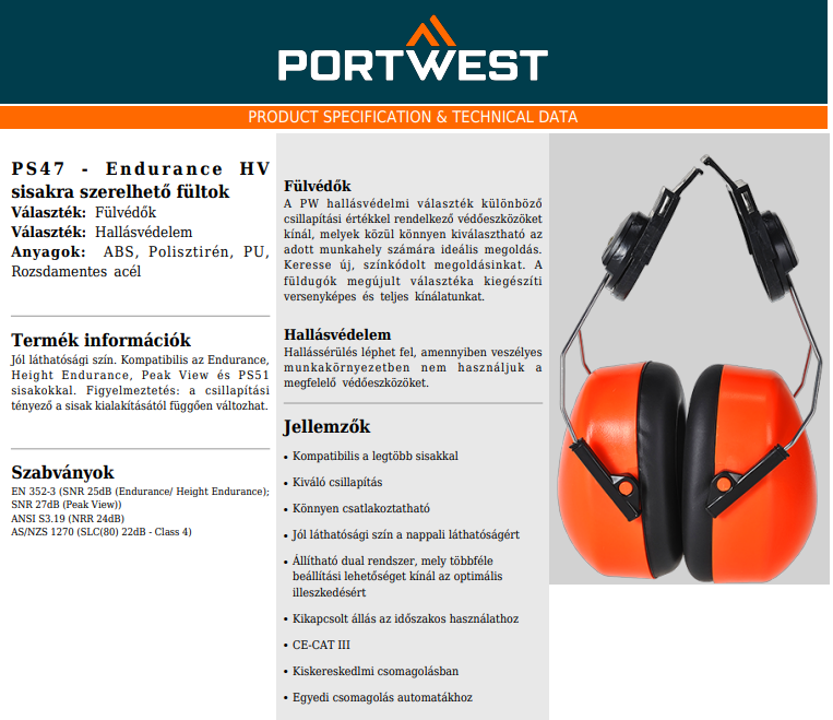 Portwest PS47 adatlap