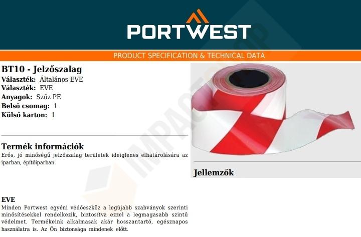 Portwest BT10 adatlap
