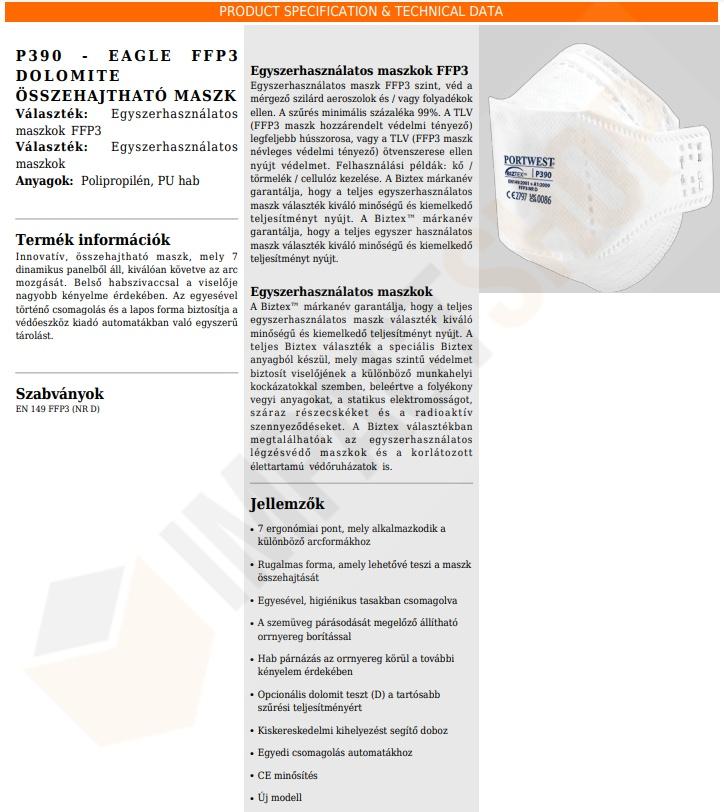 Portwest P390 adatlap