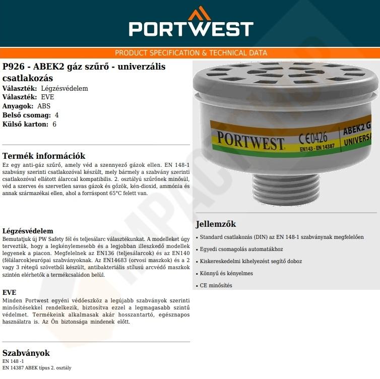 Portwest P926 adatlap