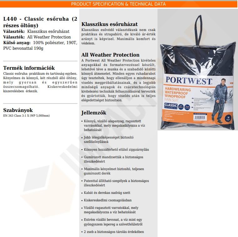 Portwest L440 adatlap