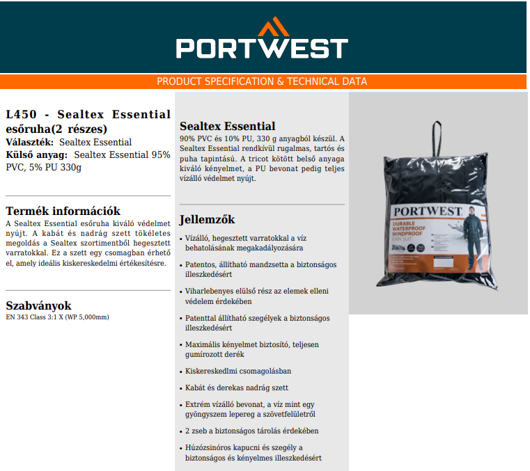 Portwest L450 adatlap
