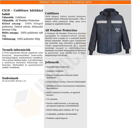 Portwest CS10 adatlap