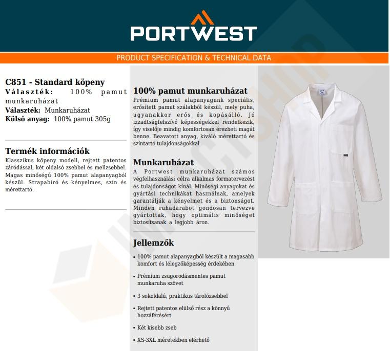 Portwest C851 adatlap