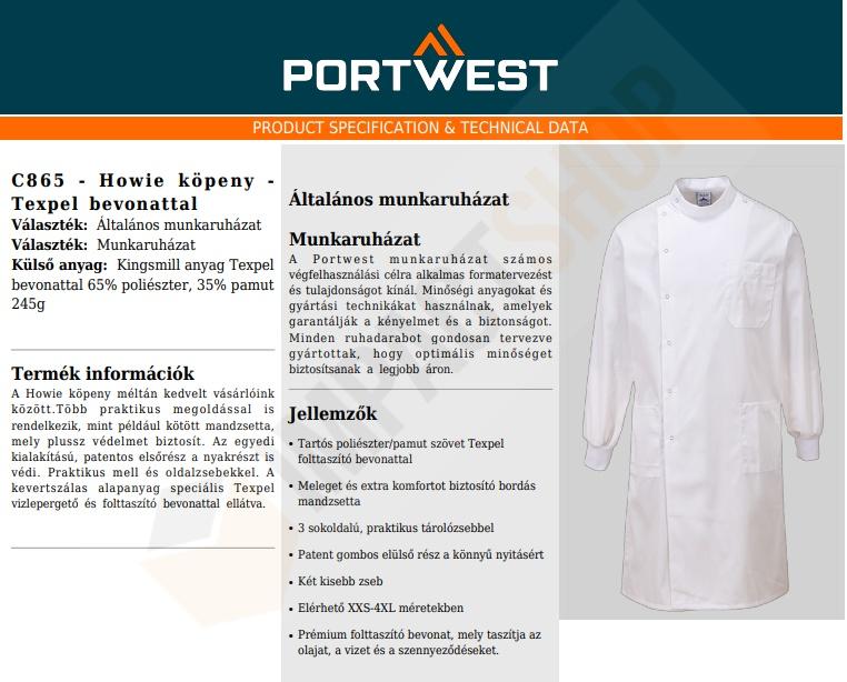 Portwest C865 adatlap