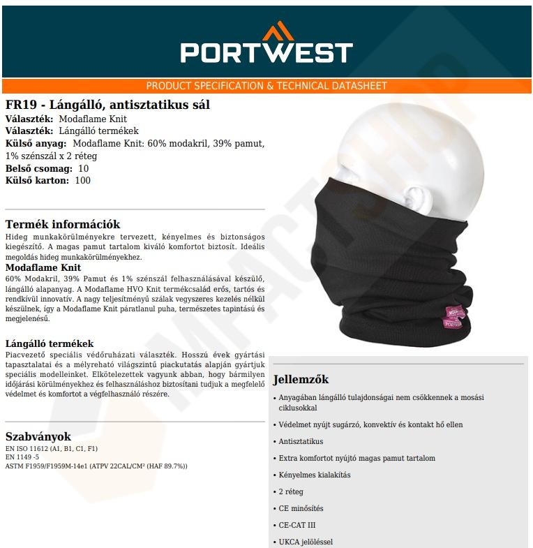 Portwest FR19 adatlap