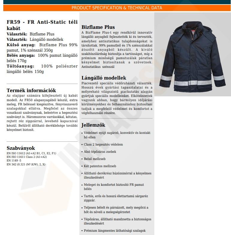 Portwest FR59 adatlap