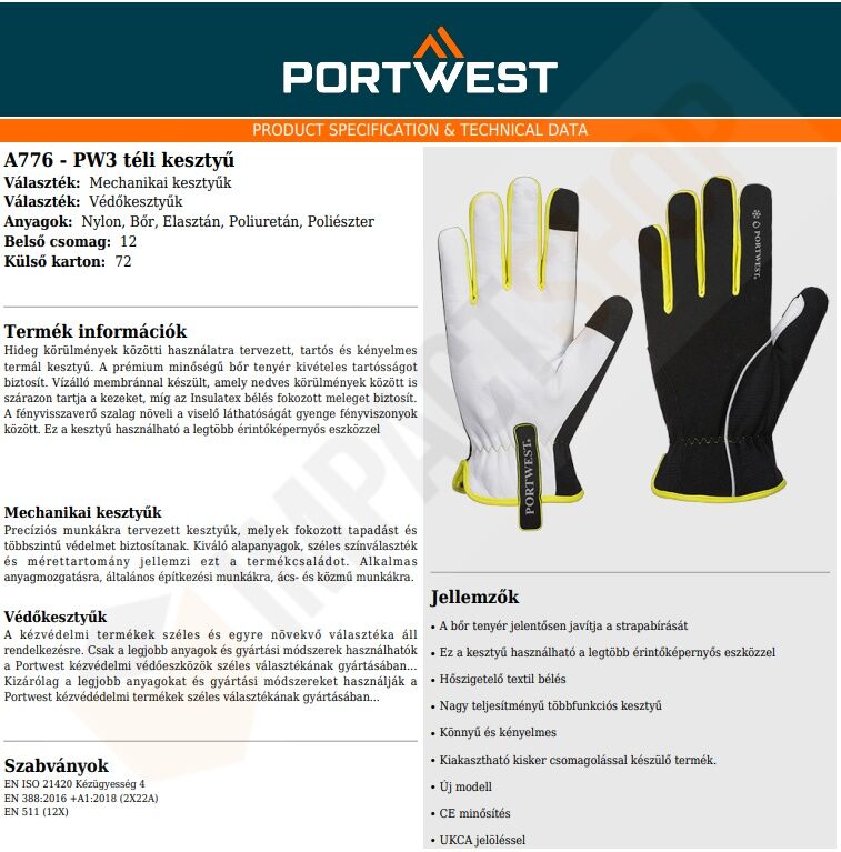 Portwest A776 adatlap