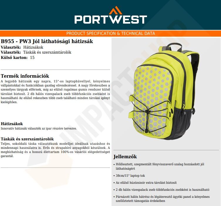 Portwest B955 adatlap