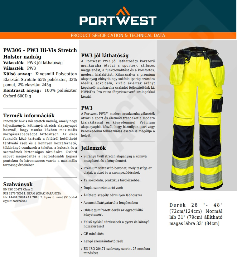 Portwest PW306 adatlap