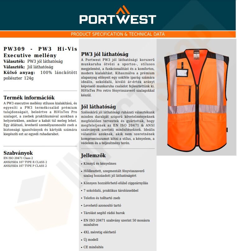 Portwest PW309 adatlap