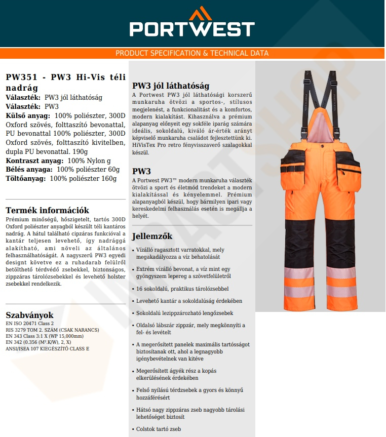 Portwest PW351 adatlap