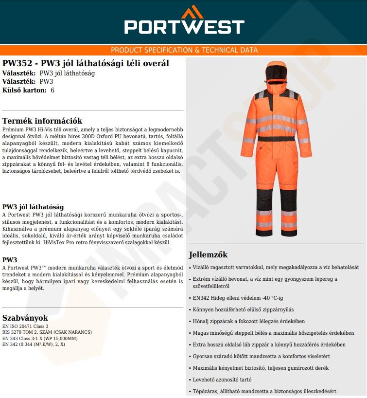 Portwest PW352 adatlap