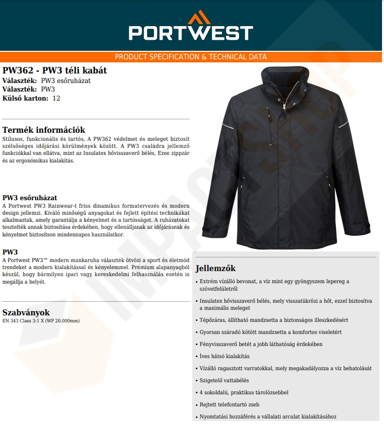 Portwest PW362 adatlap