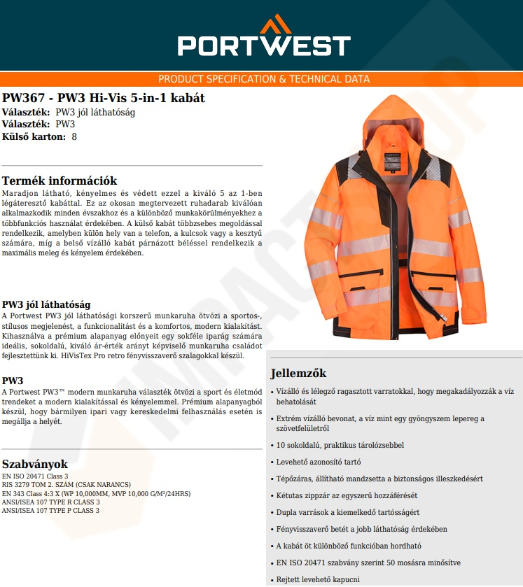 Portwest PW367 adatlap