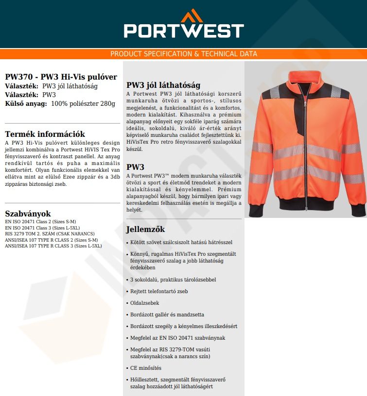 Portwest PW370 adatlap