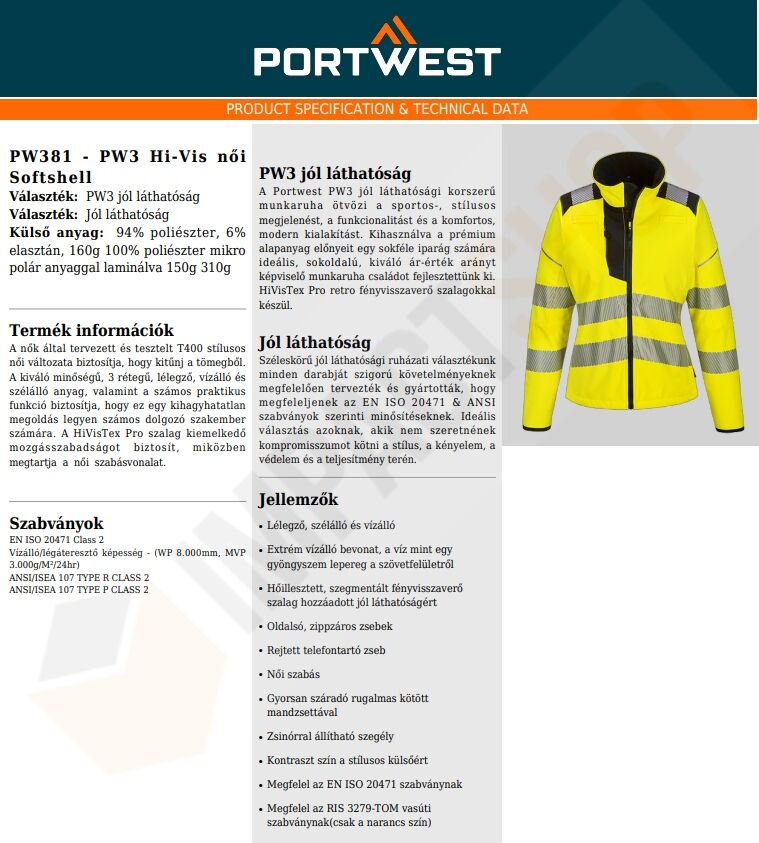 Portwest PW381 adatlap