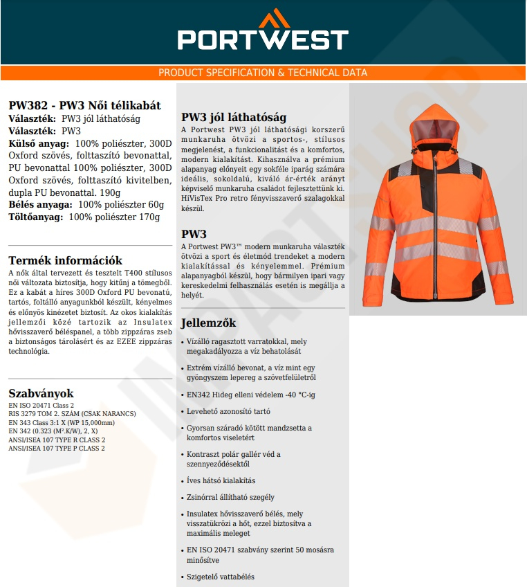 Portwest PW382 adatlap