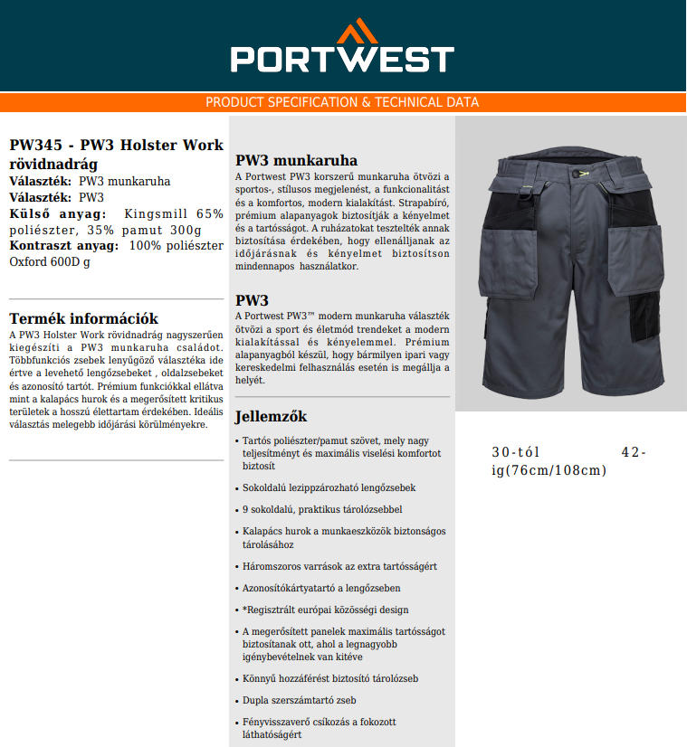 Portwest PW345 Adatlap