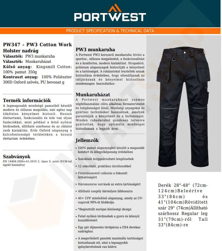 Portwest PW347 adatlap