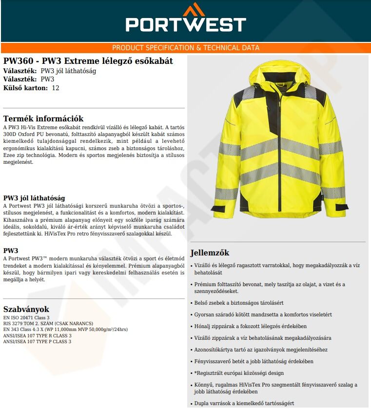 Portwest PW360 adatlap