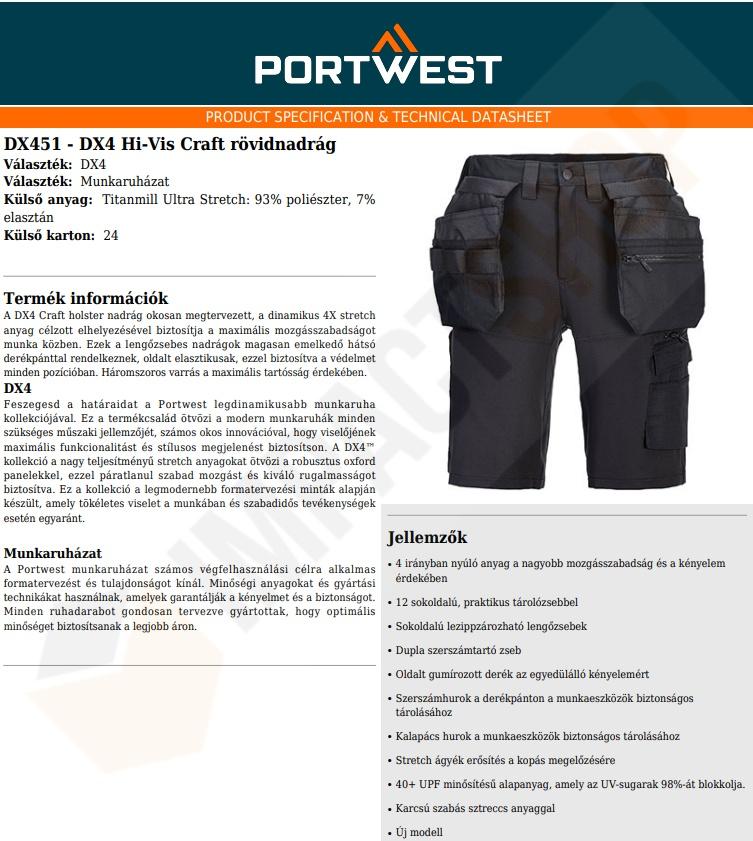 Portwest DX451 adatlap