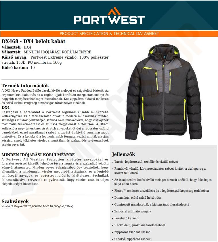 Portwest DX468 adatlap