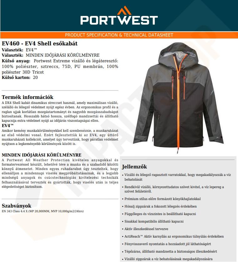 Portwest EV460 adatlap
