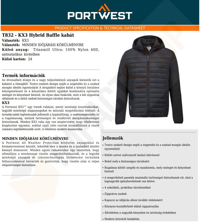 Portwest T832 adatlap