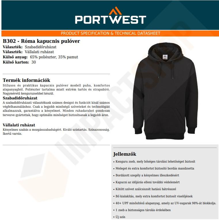 Portwest B302 adatlap