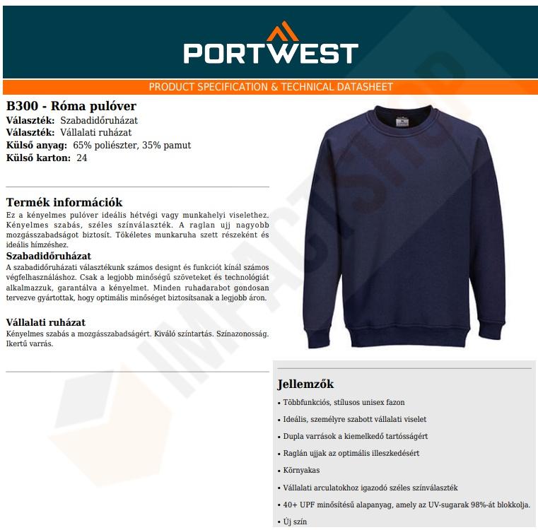 Portwest B300 adatlap
