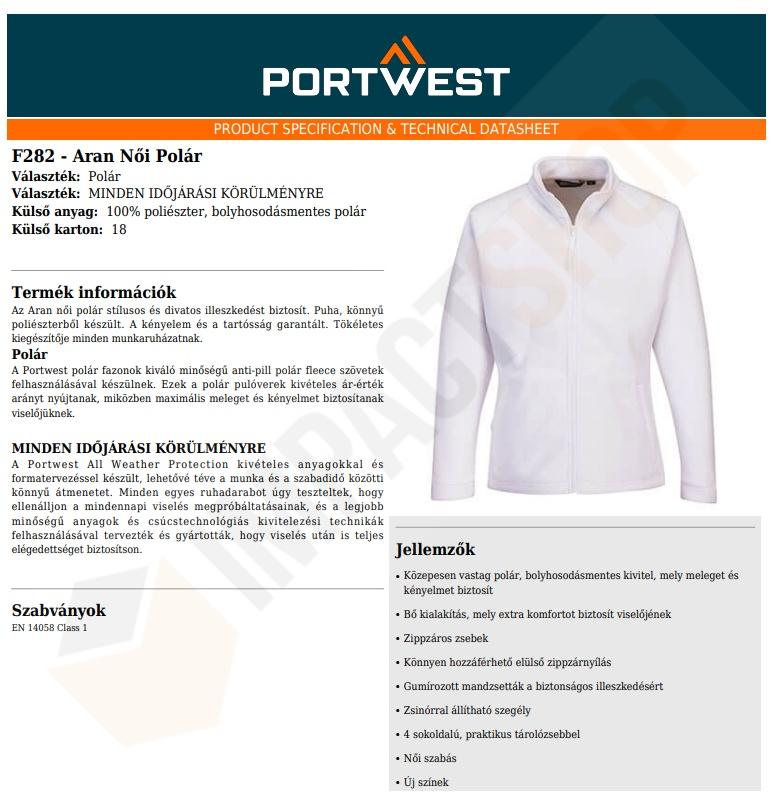 Portwest F282 adatlap
