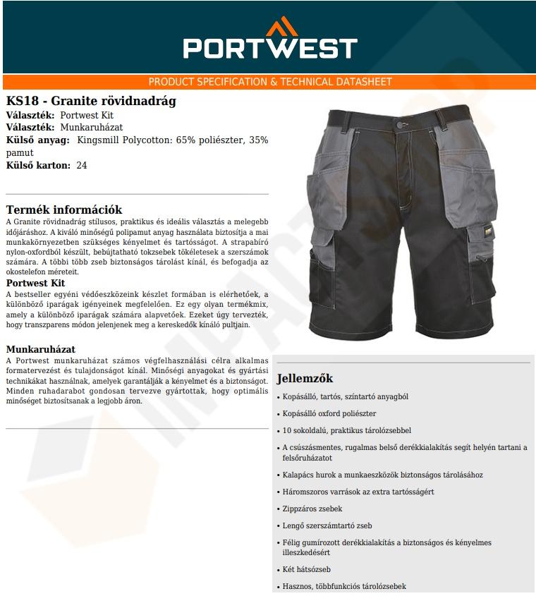 Portwest KS18 adatlap