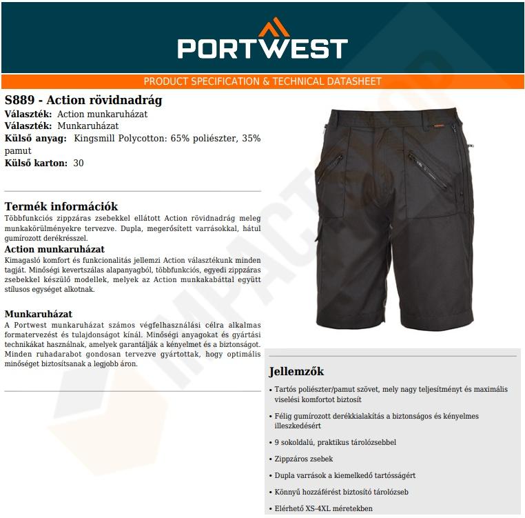 Portwest S889 rövidnadrág