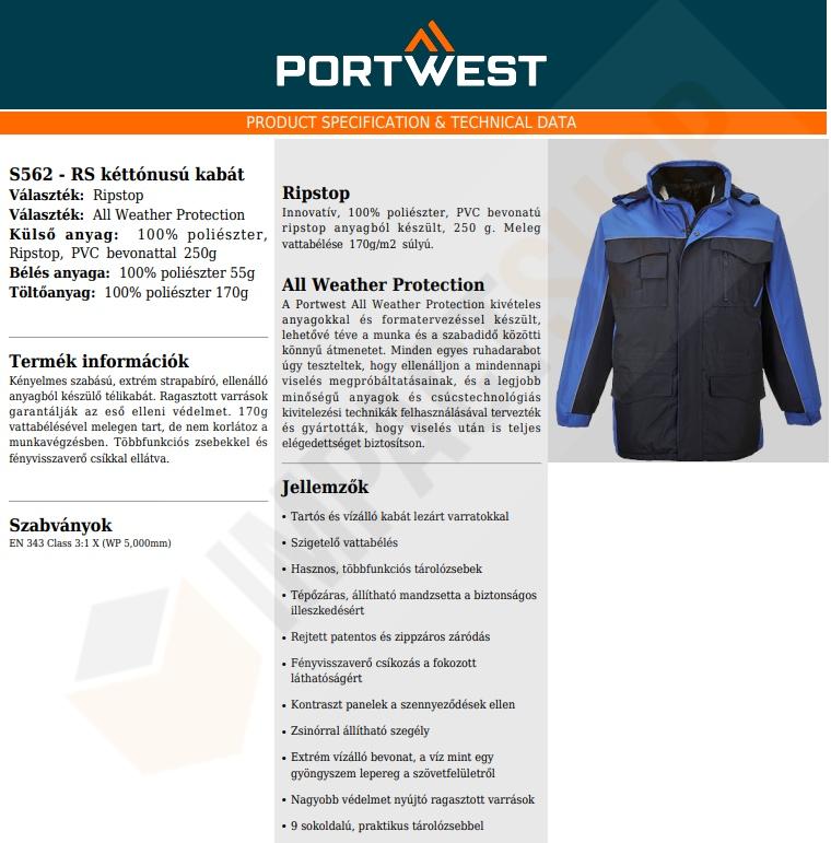 Portwest S562 adatlap