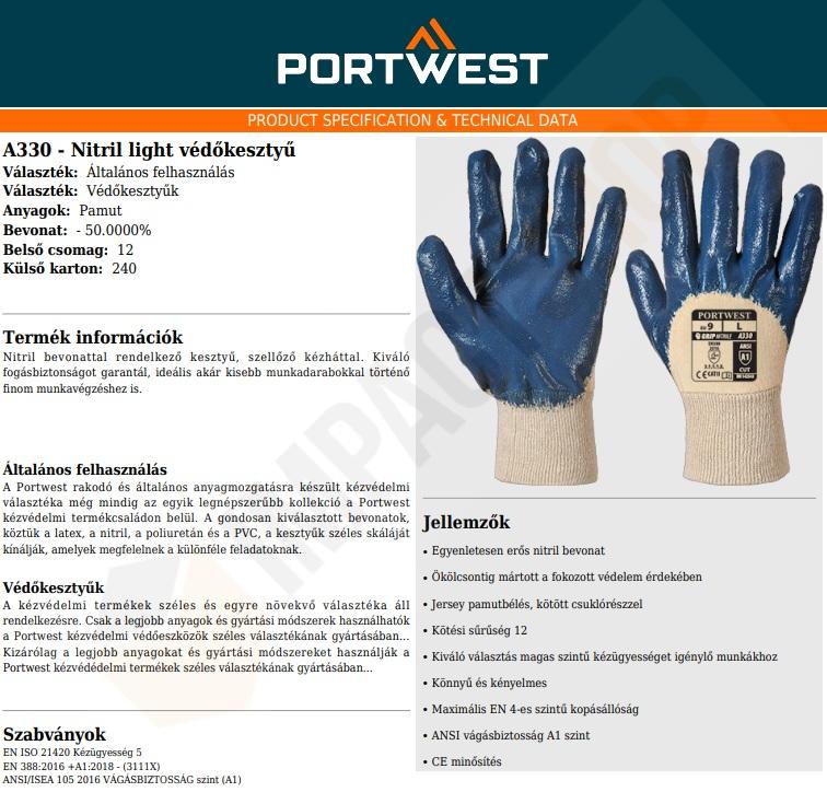 Portwest A330 adatlap