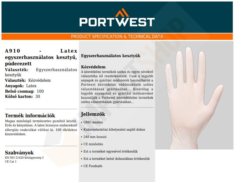 Portwest A910 adatlap