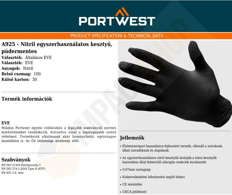 Portwest A925 adatlap