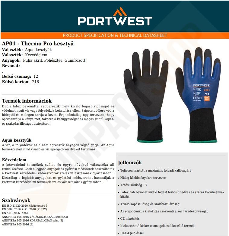 Portwest AP01 adatlap