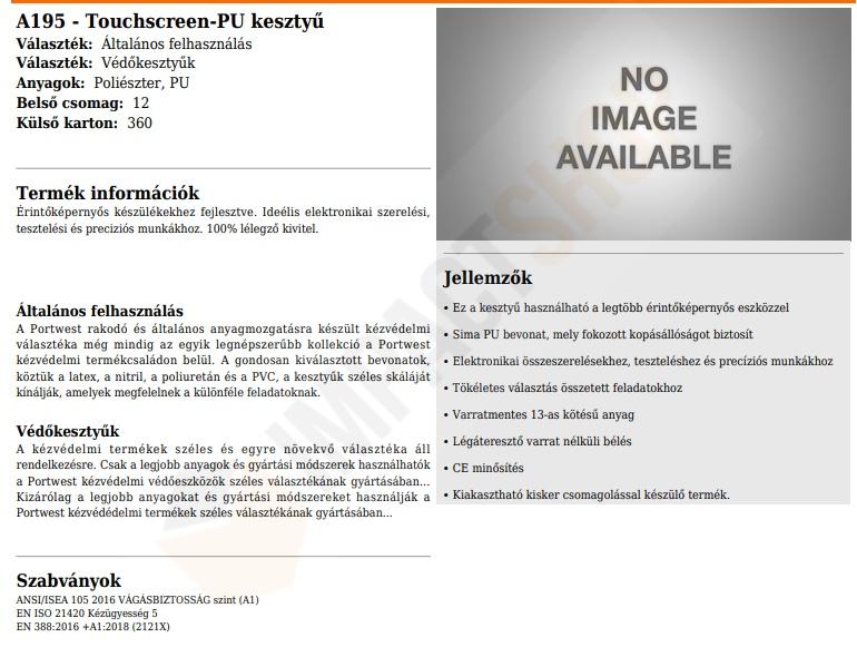 Portwest A195 adatlap