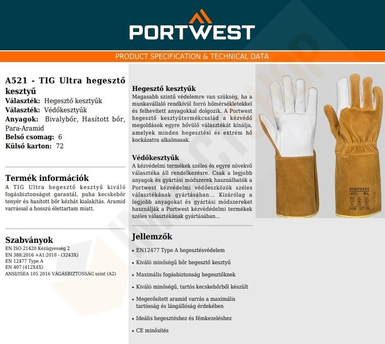 Portwest A521 adatlap