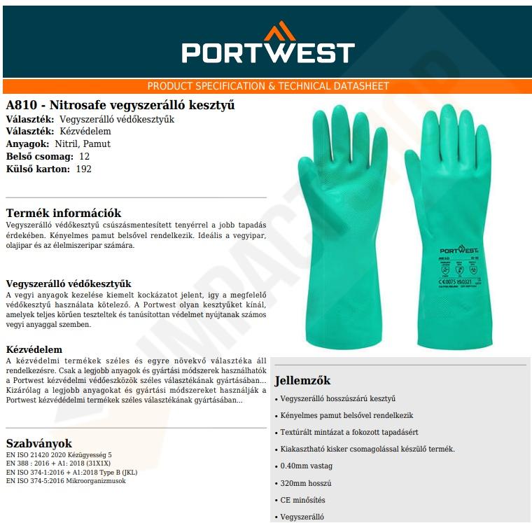 Portwest A810 adatlap