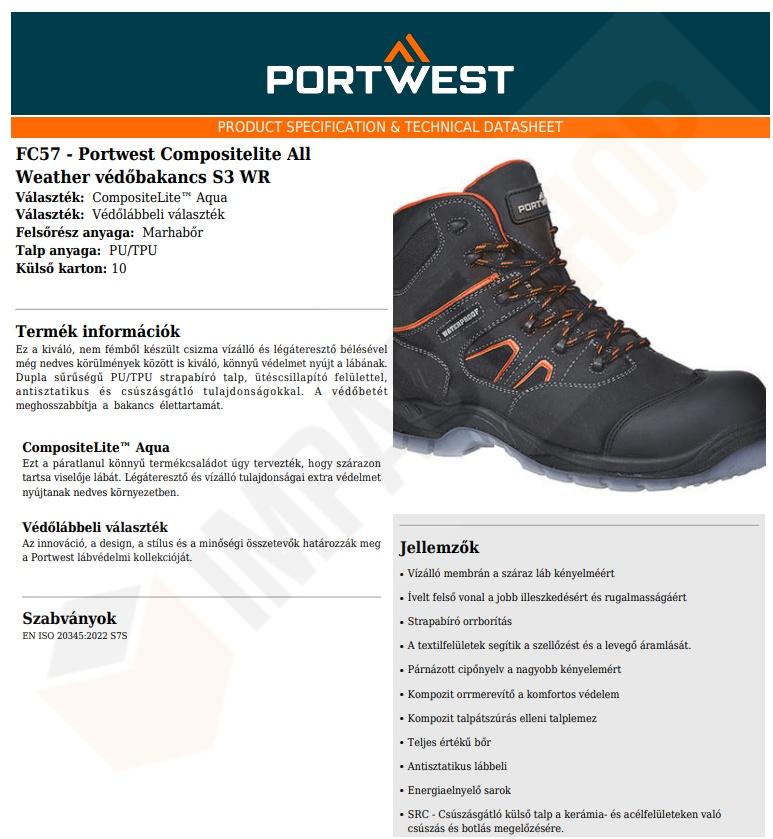 Portwest FC57 adatlap
